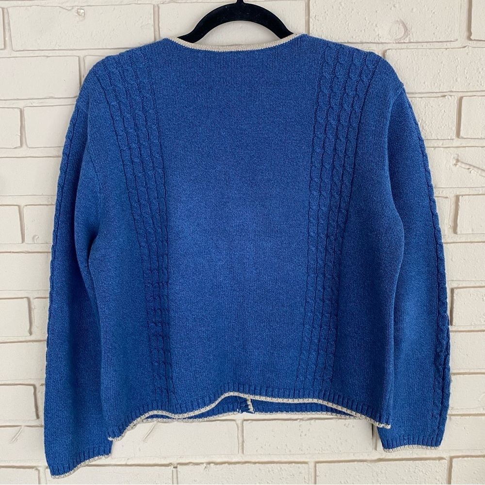 Liz Claiborne Lizwear vintage cable knit granny ore cardigan sweater floral M P - Picture 5 of 7